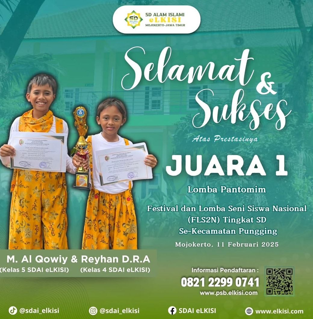 Juara 1 Lomba Pantomim FLS2N Tingkat Kecamatan Pungging - M. Al Qowiy dan Reyhan D.R.A SD Alam Islami eLKISI