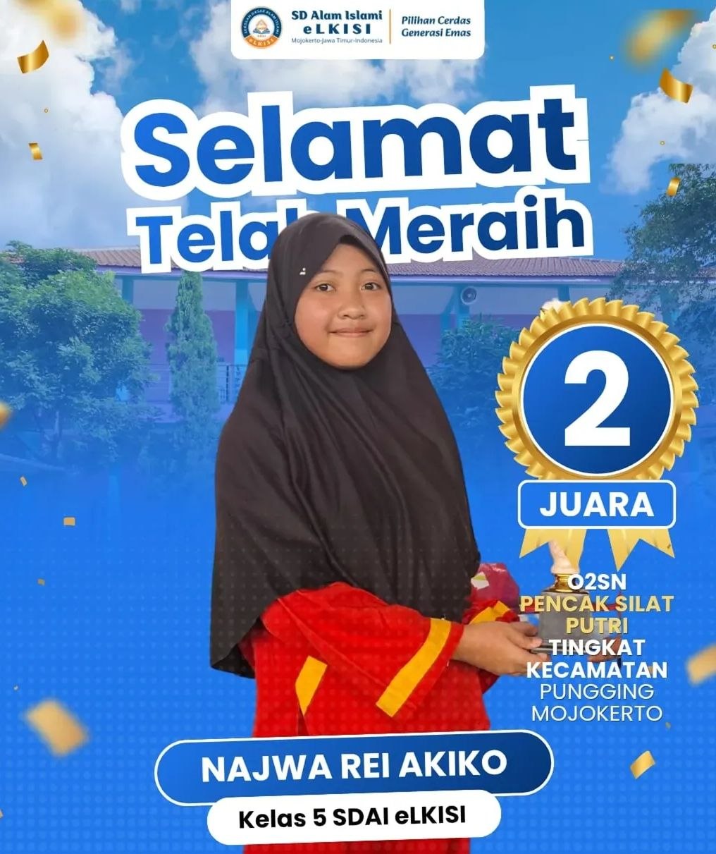 Juara 2 O2SN Pencak Silat Putri Tingkat Kecamatan Pungging - Najwa Rei Akiko SD Alam Islami eLKISI